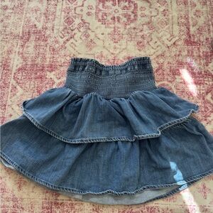 Aerie Blue Ruffled A-Line Skirt
